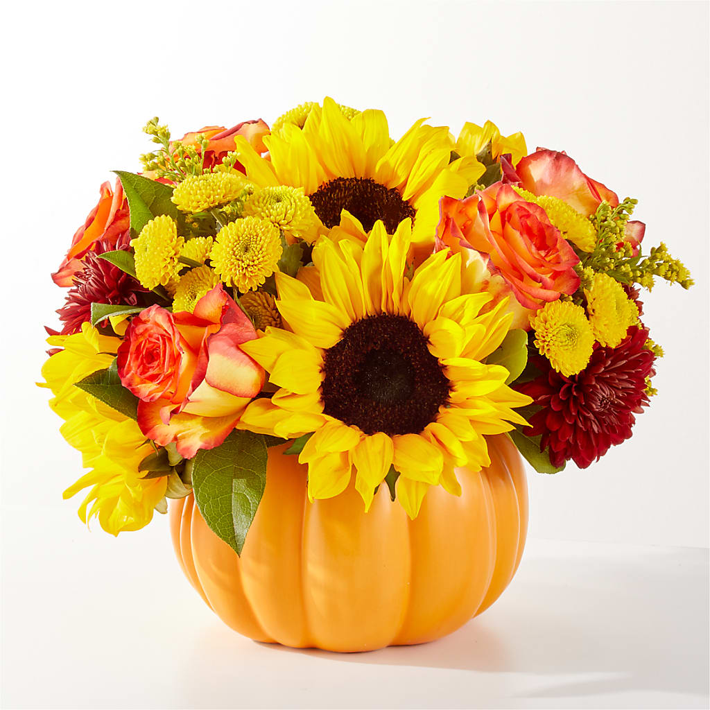 Golden Gourd Pumpkin Bouquet – Grand Flowers/irish Rose, Novi MI