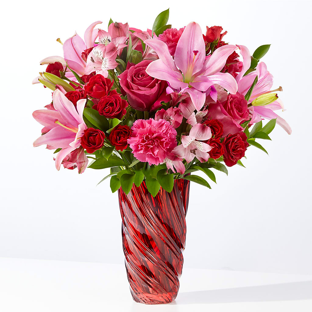 In Love Bouquet with Luxe Swirl Vase – Grand Flowers/irish Rose, Novi MI