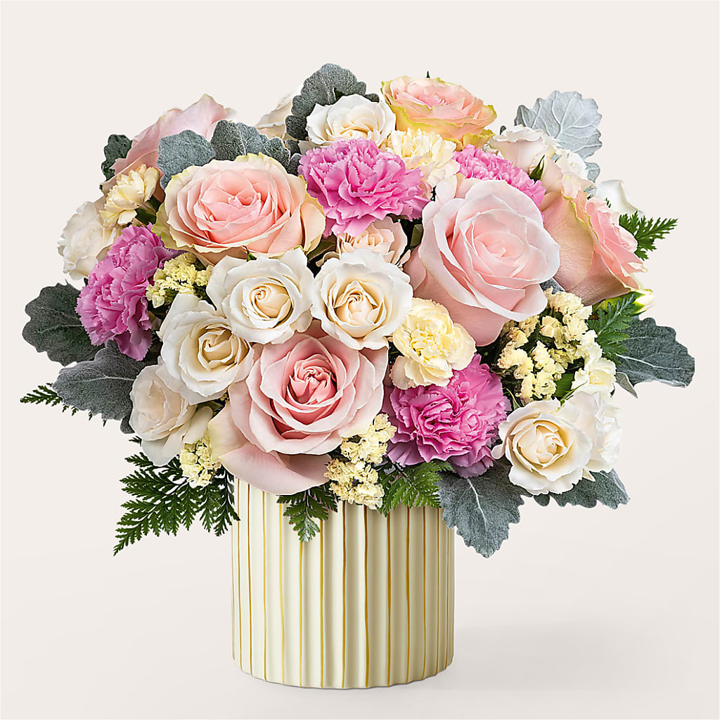 Blissful Moments Bouquet with Ivory Vase – Grand Flowers/irish Rose, Novi MI