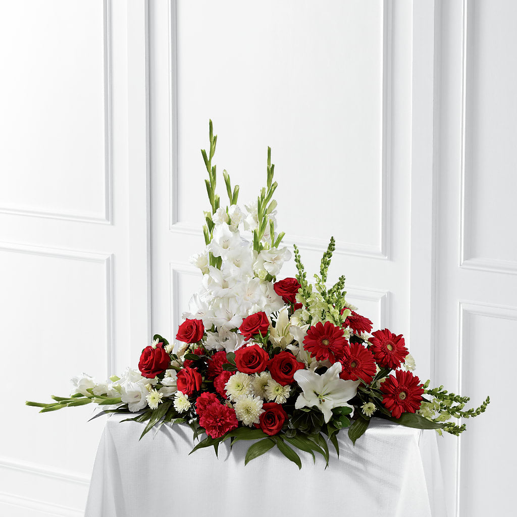 Crimson & White Arrangement – Grand Flowers/irish Rose, Novi MI