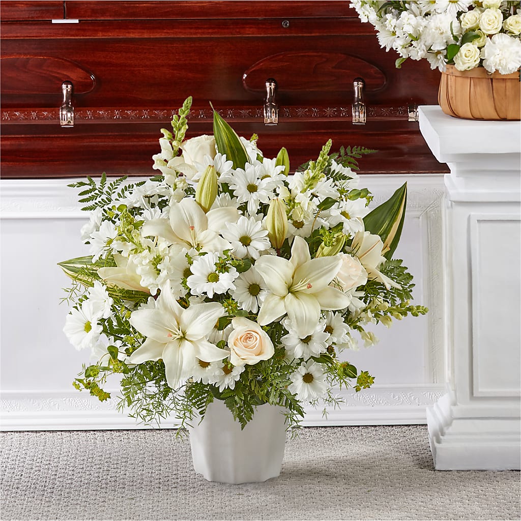 Thoughts of Tranquility Floor Basket – Grand Flowers/irish Rose, Novi MI