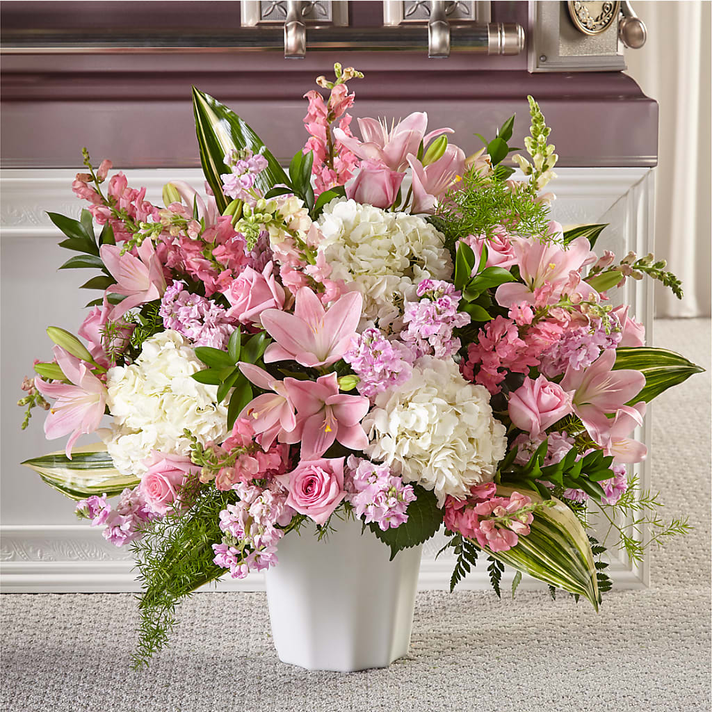 Simply Serene Floor Basket – Grand Flowers/irish Rose, Novi MI