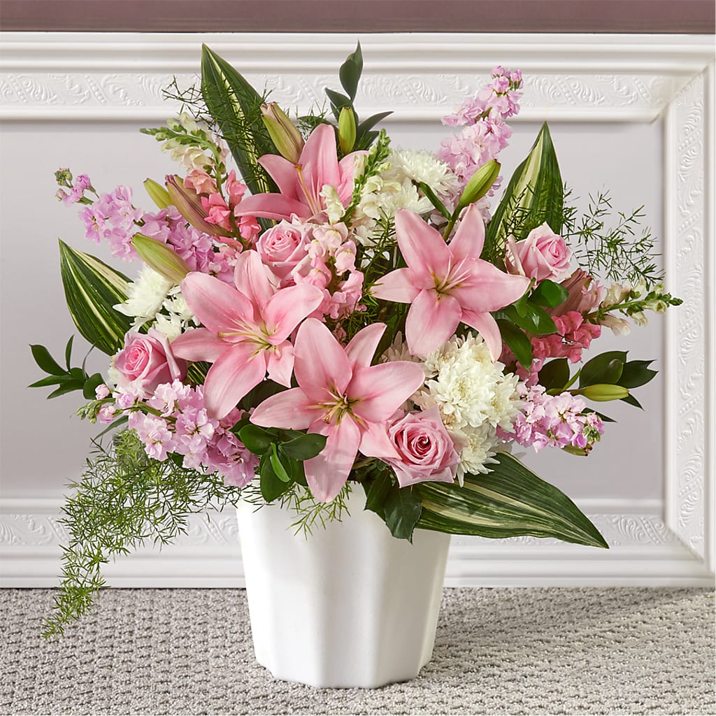 Simply Serene Floor Basket – Grand Flowers/irish Rose, Novi MI