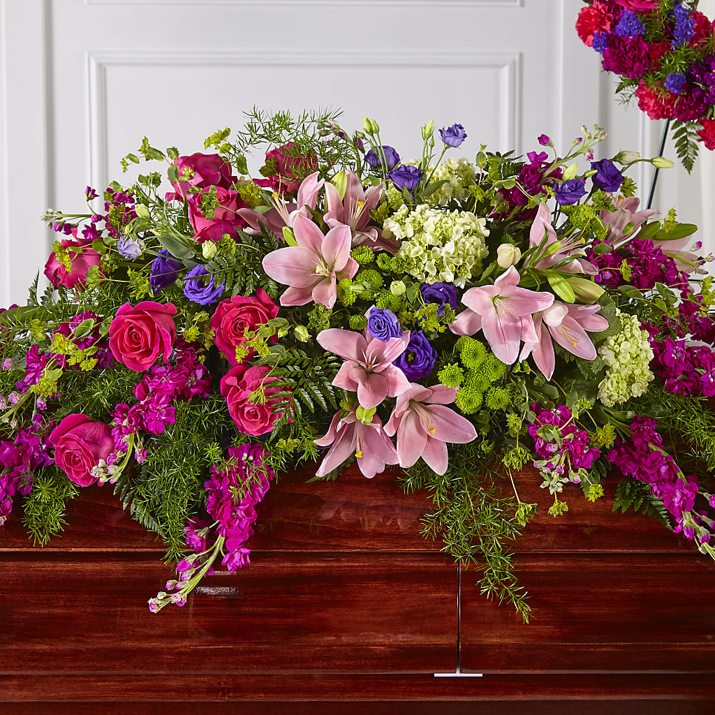 Radiant Tribute Casket Spray – Grand Flowers/irish Rose, Novi MI