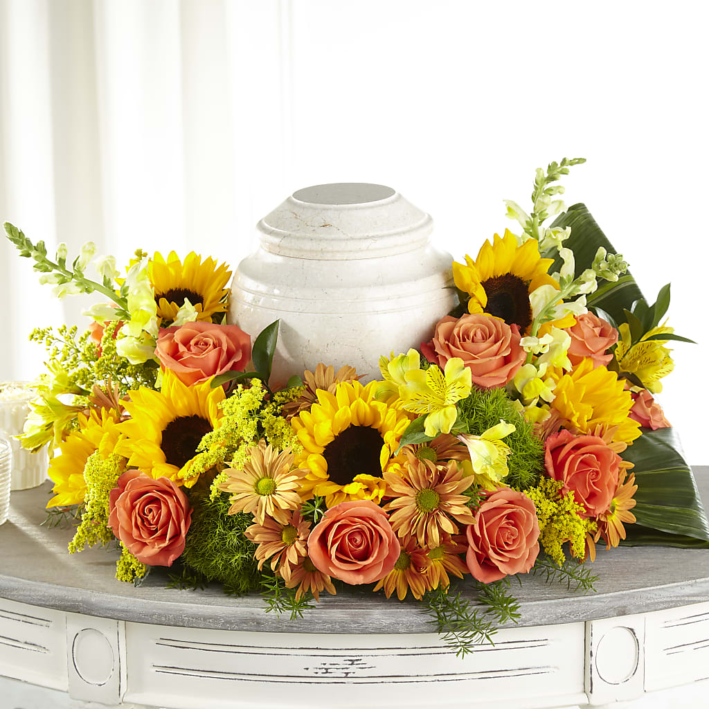 Faithful Sunflower Cremation Adornment – Grand Flowers/irish Rose, Novi MI