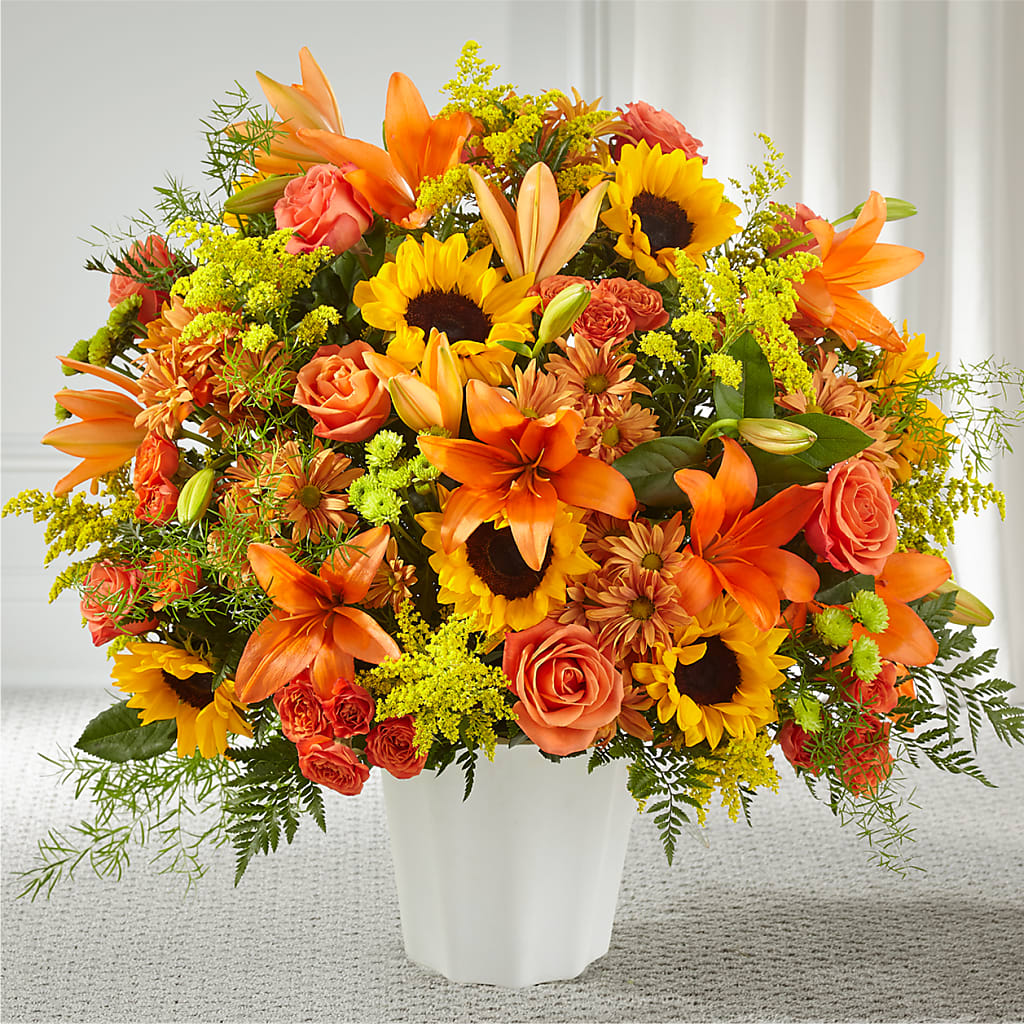 Harvest Thoughts Floor Basket – Grand Flowers/irish Rose, Novi MI