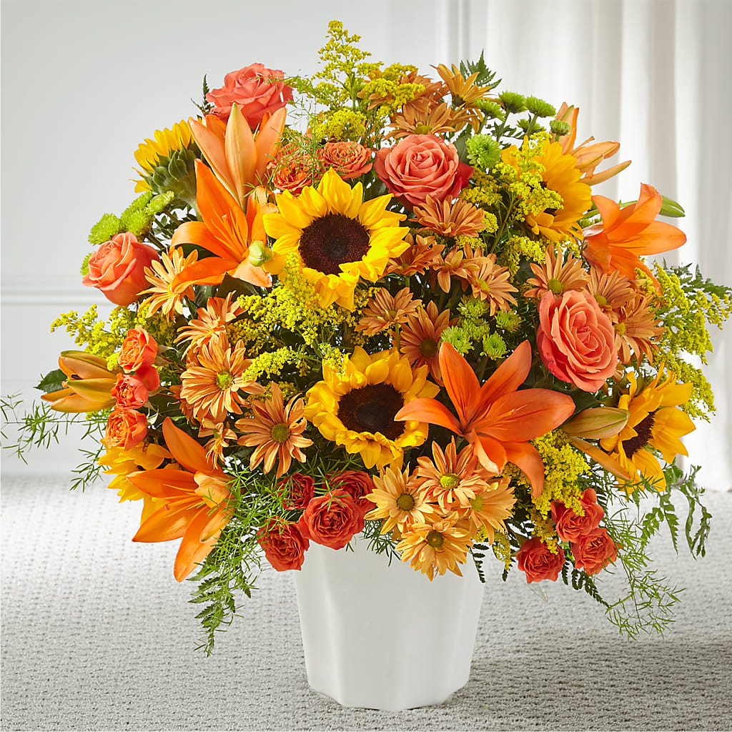 Harvest Thoughts Floor Basket – Grand Flowers/irish Rose, Novi MI