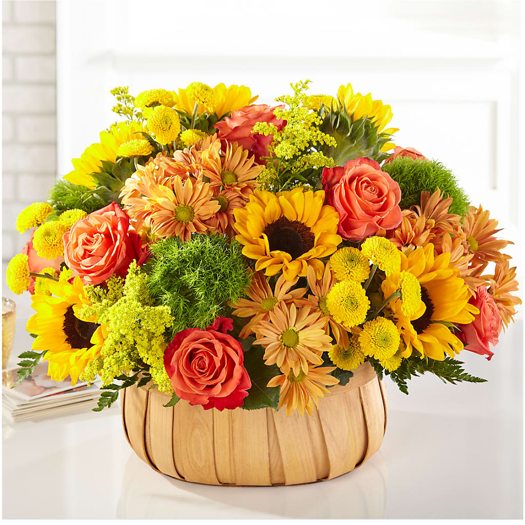 Harvest Sunflower Basket – Grand Flowers/irish Rose, Novi MI