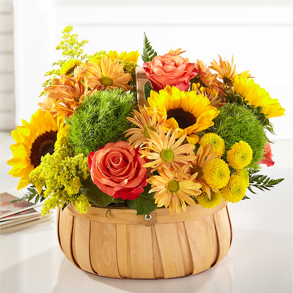 Harvest Sunflower Basket – Grand Flowers/irish Rose, Novi MI