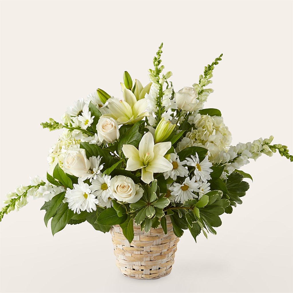 Ivory Elegance Floral Basket – Grand Flowers/irish Rose, Novi MI