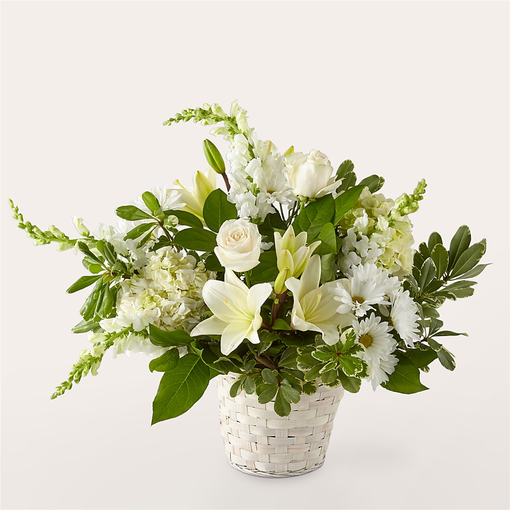 Ivory Elegance Floral Basket – Grand Flowers/irish Rose, Novi MI
