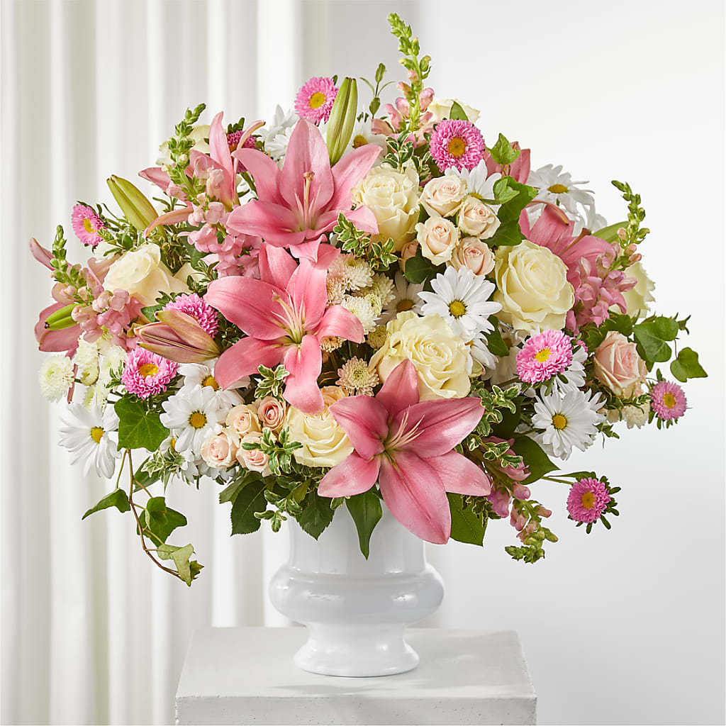 Empathetic Blooms Urn Arrangement – Grand Flowers/irish Rose, Novi MI