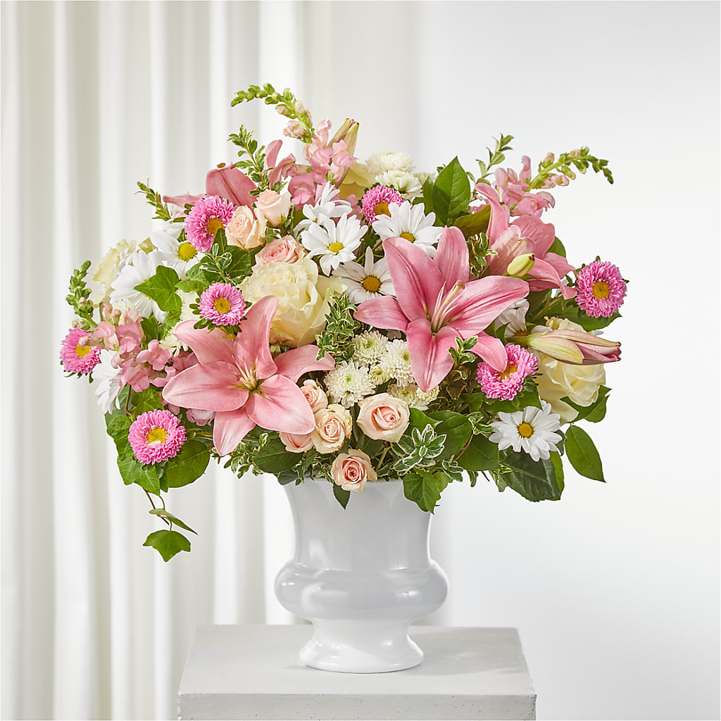 Empathetic Blooms Urn Arrangement – Grand Flowers/irish Rose, Novi MI