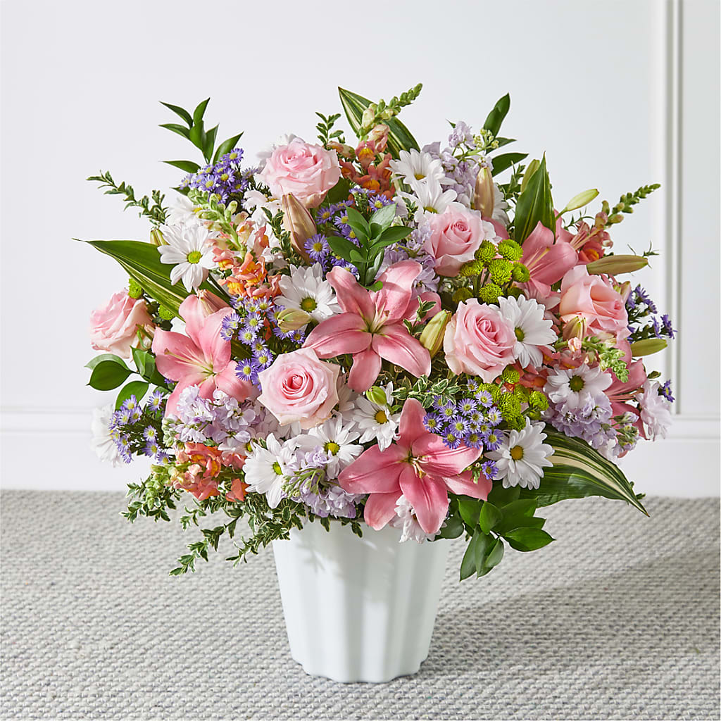 Abundant Compassion Floor Basket – Grand Flowers/irish Rose, Novi MI
