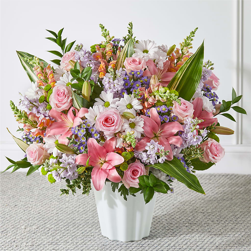 Abundant Compassion Floor Basket – Grand Flowers/irish Rose, Novi MI