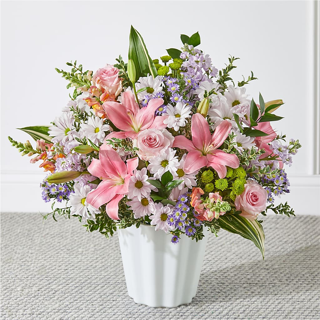 Abundant Compassion Floor Basket – Grand Flowers/irish Rose, Novi MI