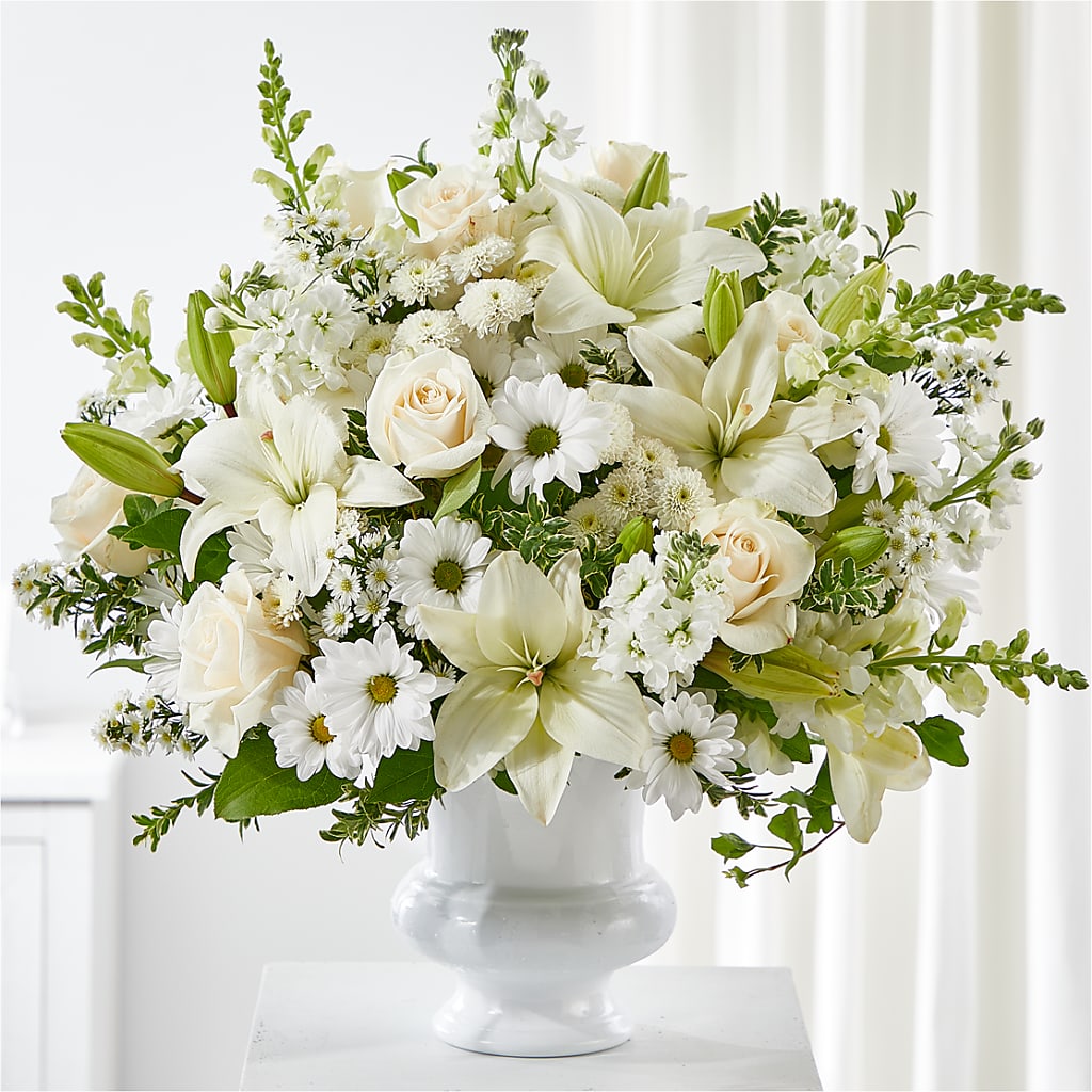 Uplifting Urn Arrangement – Grand Flowers/irish Rose, Novi MI