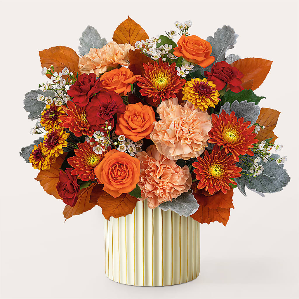 Merlot Bouquet with Ivory Vase – Grand Flowers/irish Rose, Novi MI