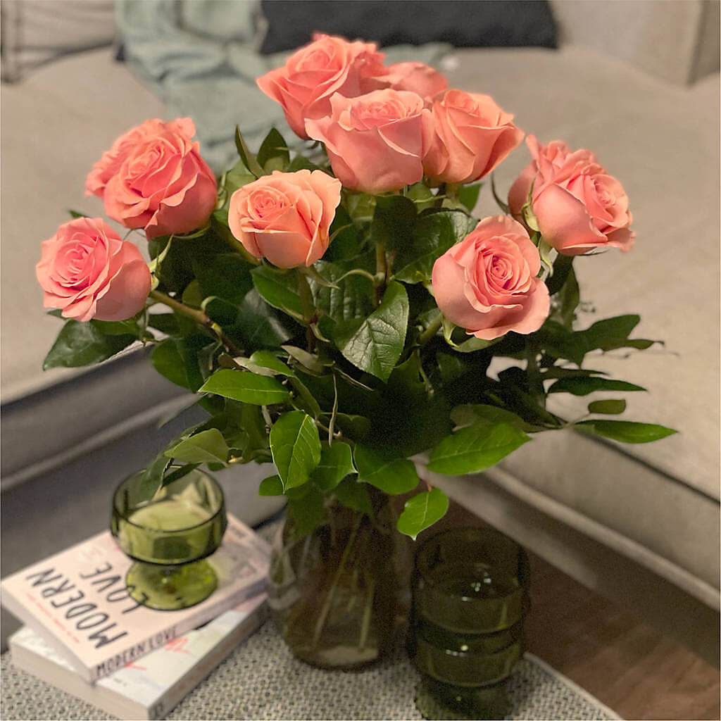 Long Stem Pink Rose Bouquet –  Grand Flowers/irish Rose, Novi MI