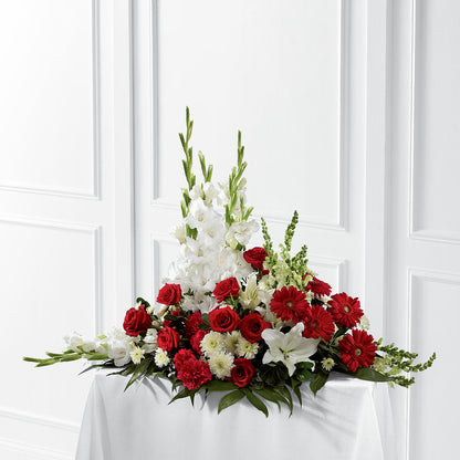 Crimson & White Arrangement –  Grand Flowers/irish Rose, Novi MI