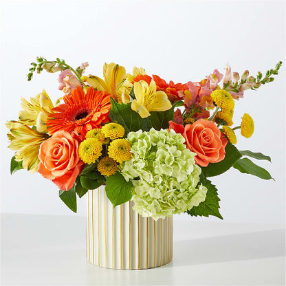 Autumn Sunshine Bouquet with Ivory Vase –  Grand Flowers/irish Rose, Novi MI