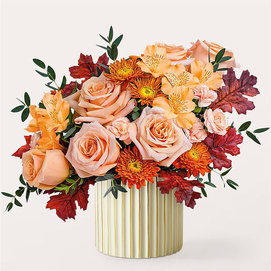 Spiced Latte Bouquet with Ivory Vase –  Grand Flowers/irish Rose, Novi MI