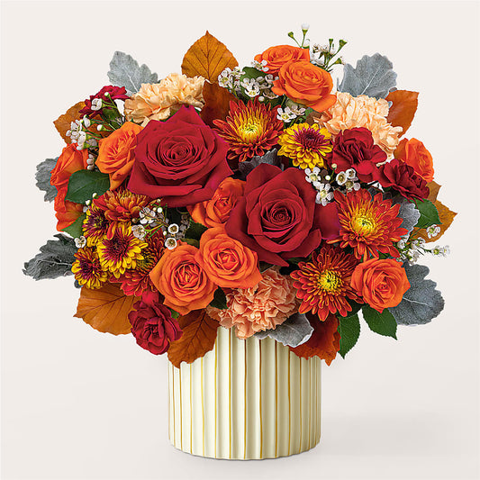 Merlot Bouquet with Ivory Vase –  Grand Flowers/irish Rose, Novi MI