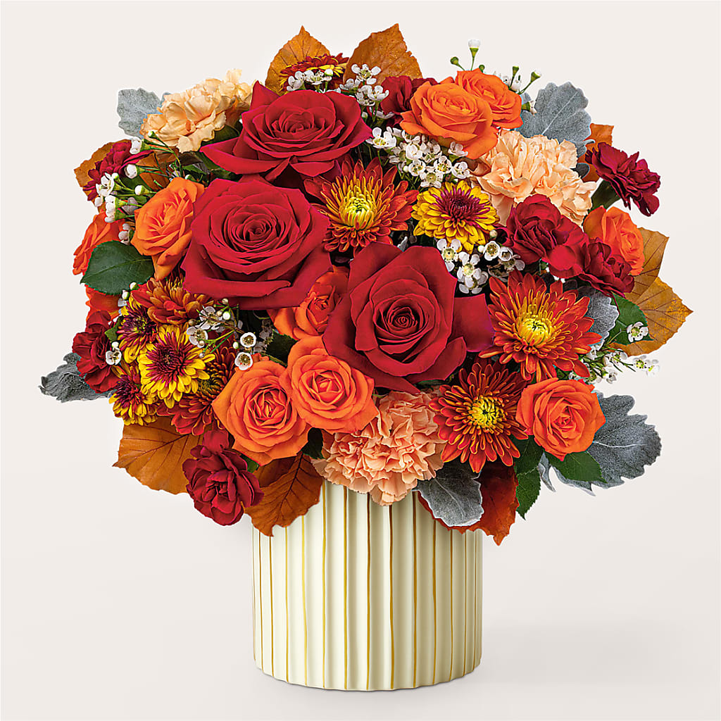 Merlot Bouquet with Ivory Vase –  Grand Flowers/irish Rose, Novi MI