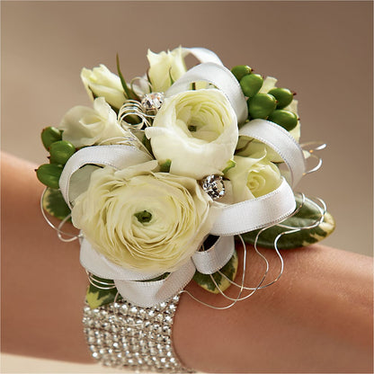 White Wedding Corsage –  Grand Flowers/irish Rose, Novi MI